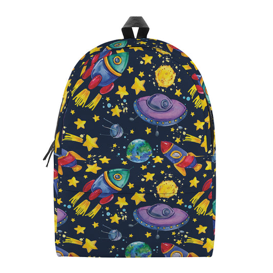Watercolor Rocket Pattern Print Backpack