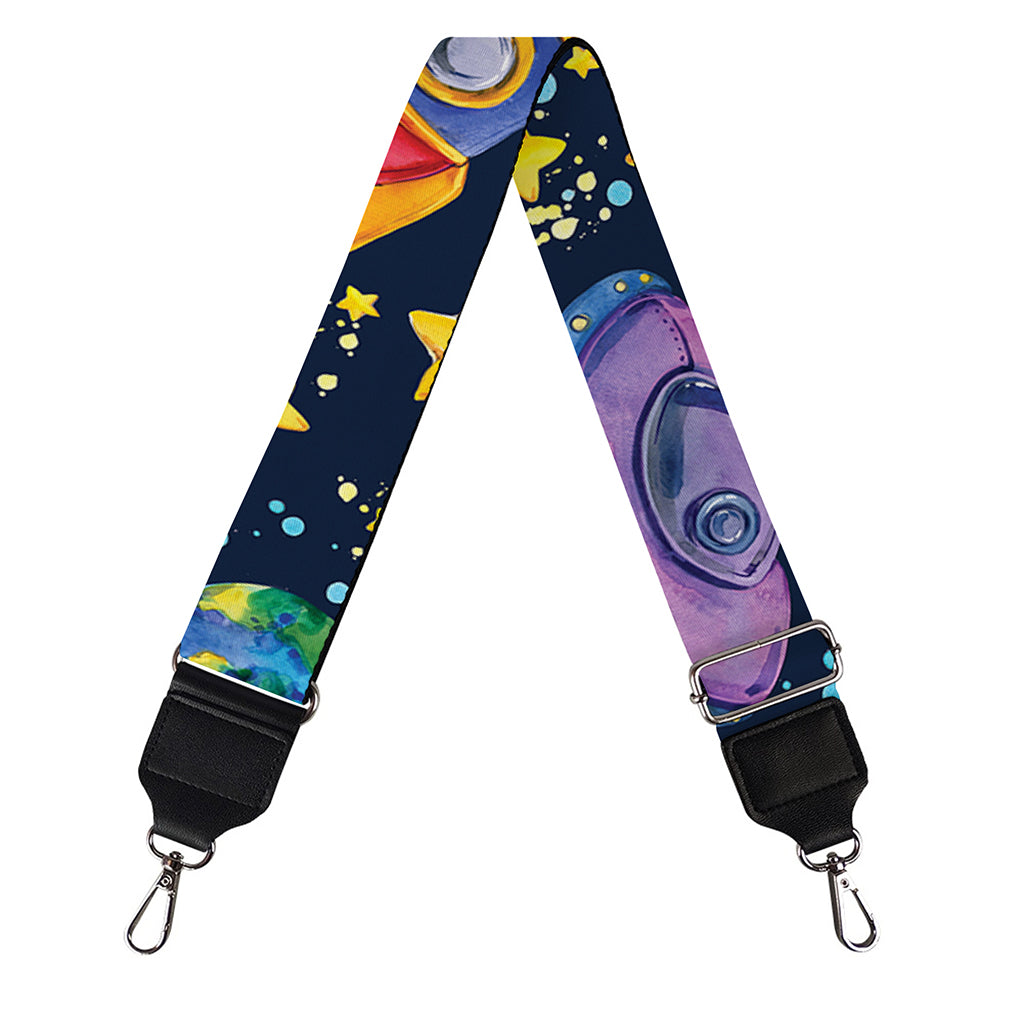 Watercolor Rocket Pattern Print Bag Strap