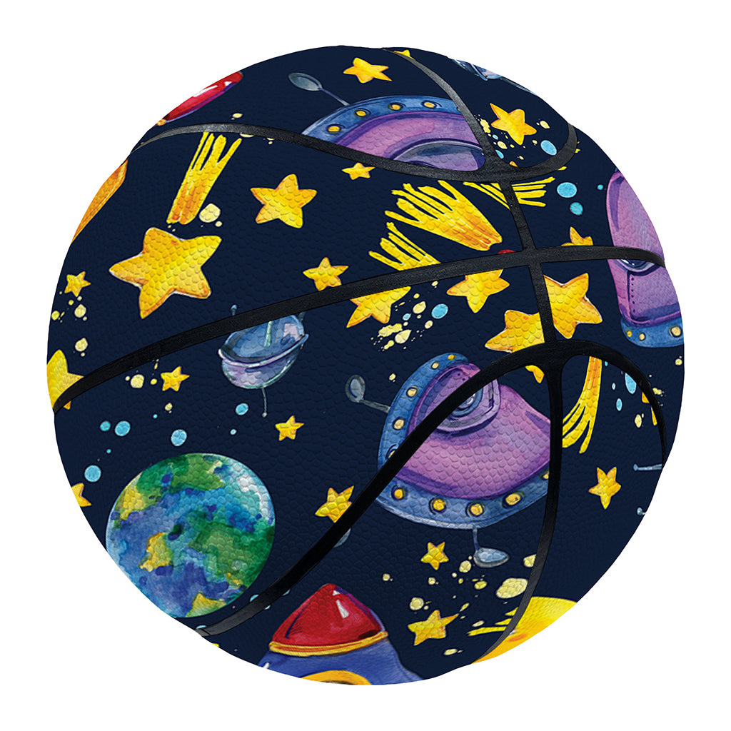 Watercolor Rocket Pattern Print Basketball