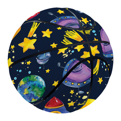 Watercolor Rocket Pattern Print Basketball