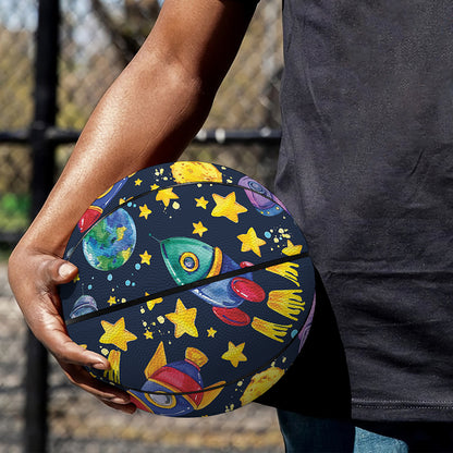 Watercolor Rocket Pattern Print Basketball