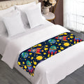 Watercolor Rocket Pattern Print Bed Runner