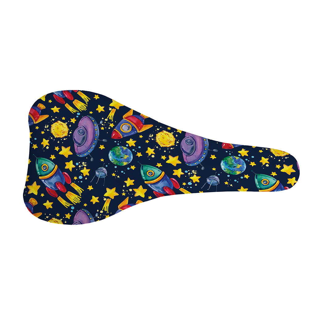 Watercolor Rocket Pattern Print Bicycle Seat Cover