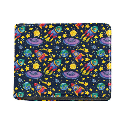 Watercolor Rocket Pattern Print Bifold Wallet
