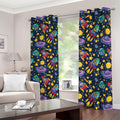 Watercolor Rocket Pattern Print Dimout Grommet Curtains