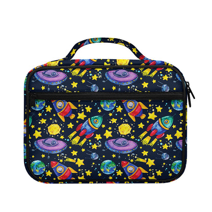Watercolor Rocket Pattern Print Briefcase Bible Bag