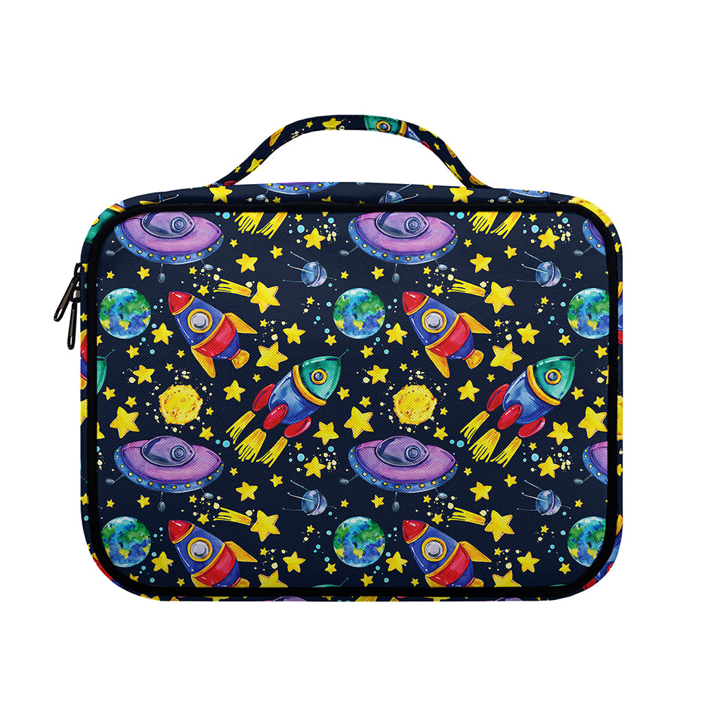 Watercolor Rocket Pattern Print Briefcase Bible Bag
