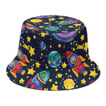 Watercolor Rocket Pattern Print Bucket Hat