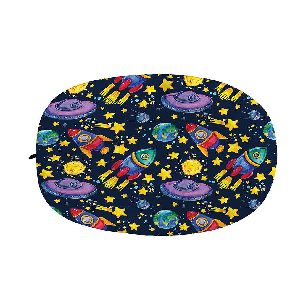 Watercolor Rocket Pattern Print Car Side Mirror Covers