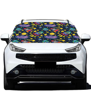 Watercolor Rocket Pattern Print Car Windshield Snow Cover