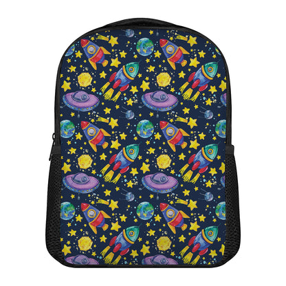 Watercolor Rocket Pattern Print Casual Backpack