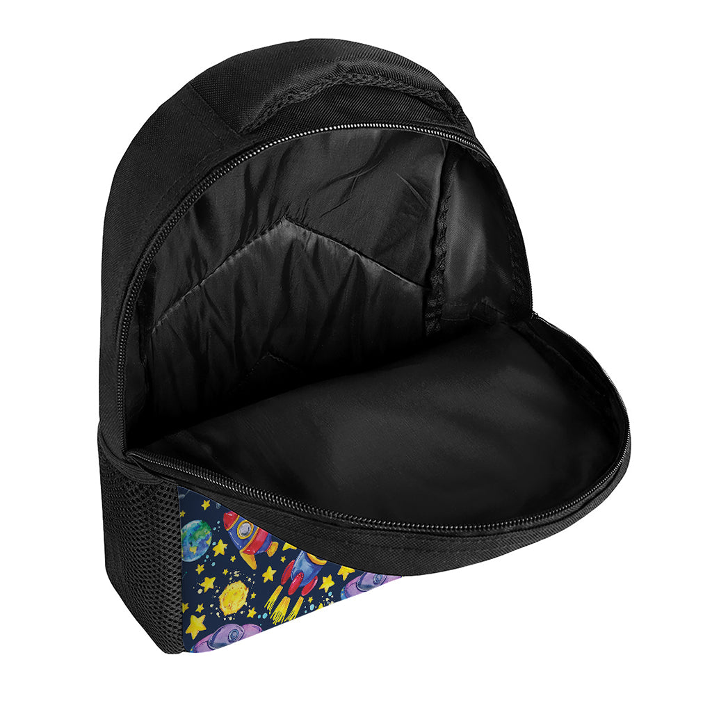 Watercolor Rocket Pattern Print Casual Backpack
