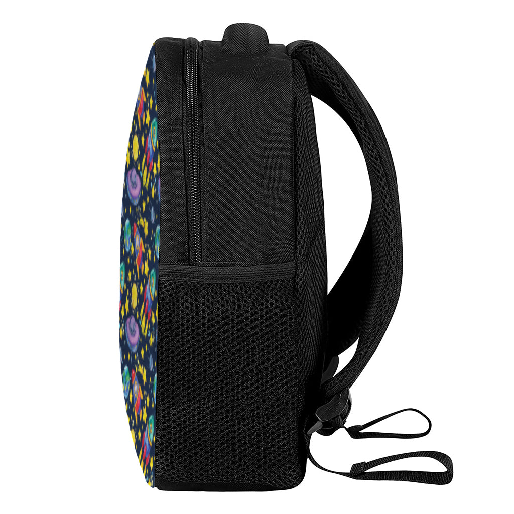 Watercolor Rocket Pattern Print Casual Backpack