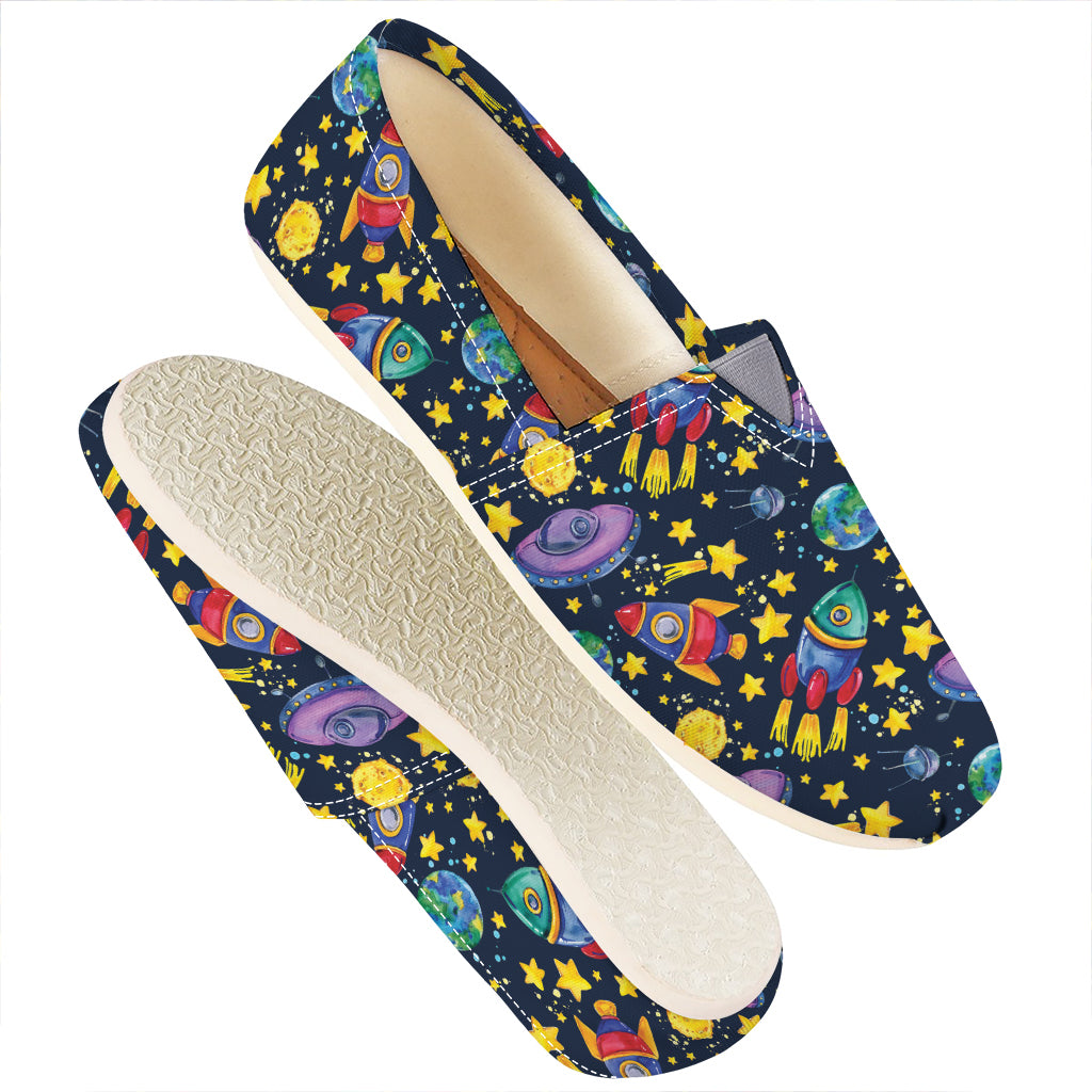 Watercolor Rocket Pattern Print Casual Shoes