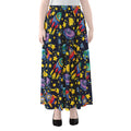 Watercolor Rocket Pattern Print Chiffon Maxi Skirt