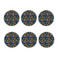 Watercolor Rocket Pattern Print Coaster Set