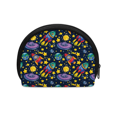 Watercolor Rocket Pattern Print Coin Purse