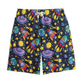 Watercolor Rocket Pattern Print Cotton Shorts