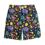 Watercolor Rocket Pattern Print Cotton Shorts