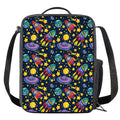 Watercolor Rocket Pattern Print Crossbody Lunch Bag