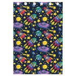 Watercolor Rocket Pattern Print Curtain