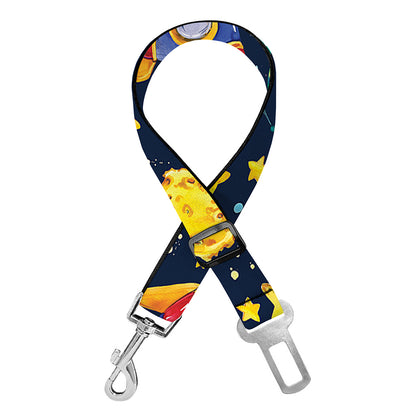 Watercolor Rocket Pattern Print Dog Seat Belt