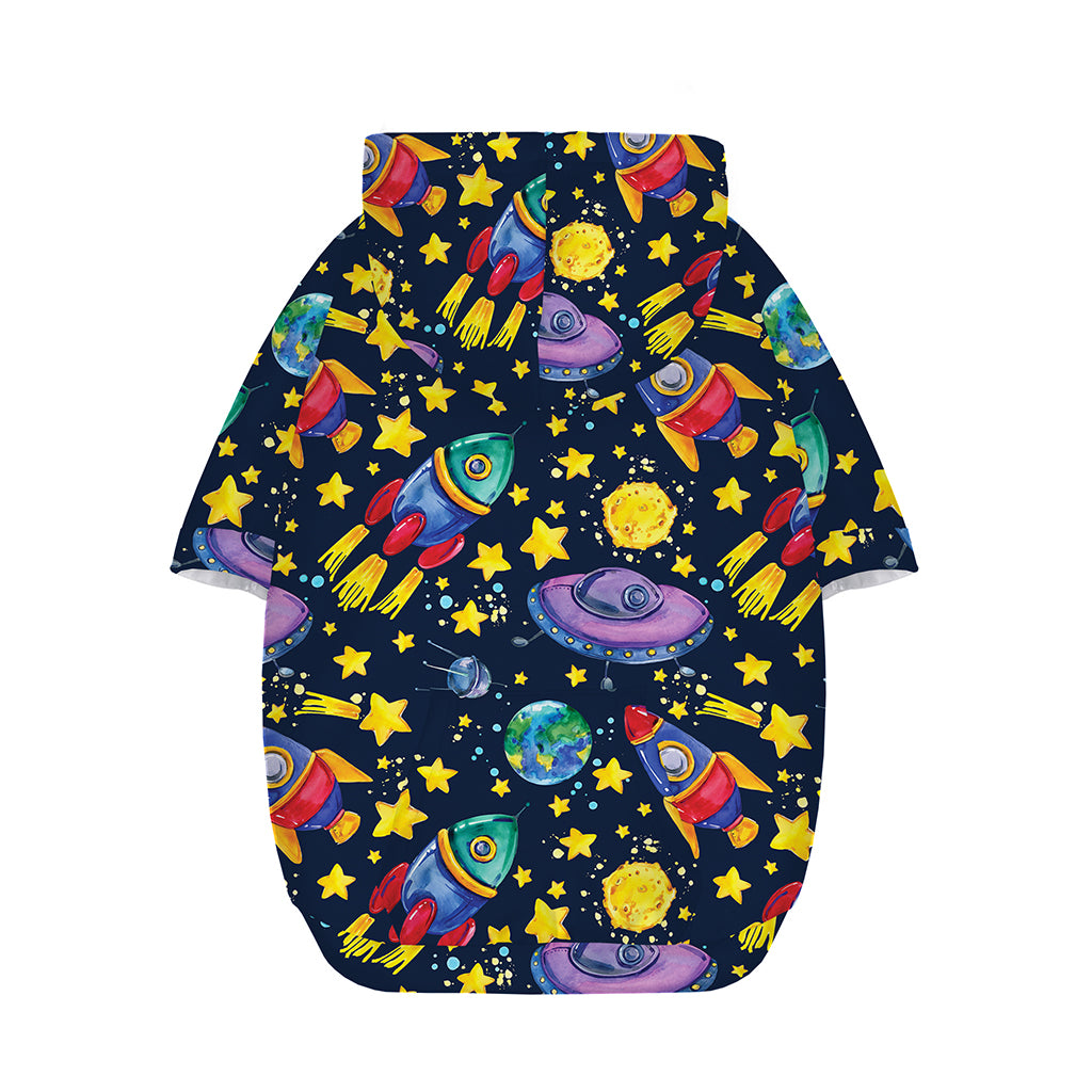 Watercolor Rocket Pattern Print Dog Zip Up Hoodie