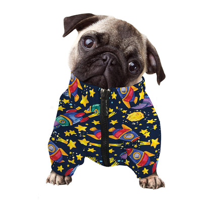 Watercolor Rocket Pattern Print Dog Zip Up Jacket