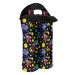 Watercolor Rocket Pattern Print Double Neoprene Wine Tote