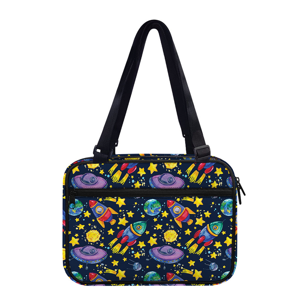 Watercolor Rocket Pattern Print Double Strap Bible Bag