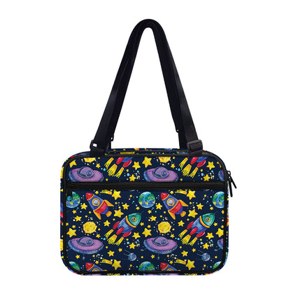 Watercolor Rocket Pattern Print Double Strap Bible Bag