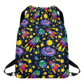 Watercolor Rocket Pattern Print Drawstring Backpack