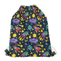 Watercolor Rocket Pattern Print Drawstring Bag