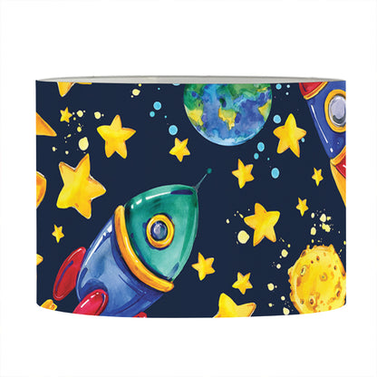 Watercolor Rocket Pattern Print Drum Lamp Shade