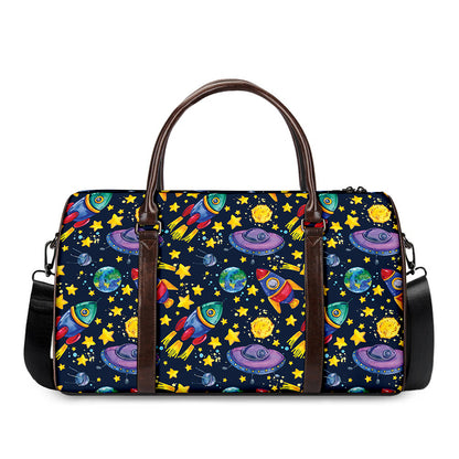 Watercolor Rocket Pattern Print Duffle Bag