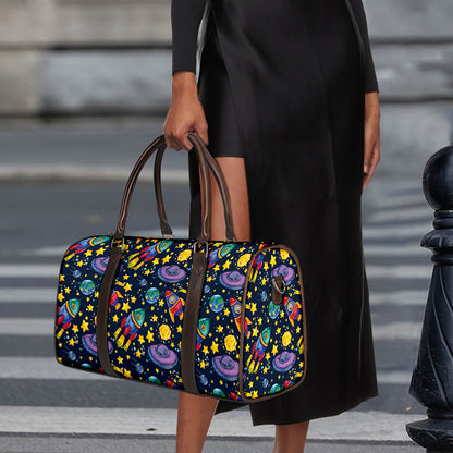 Watercolor Rocket Pattern Print Duffle Bag