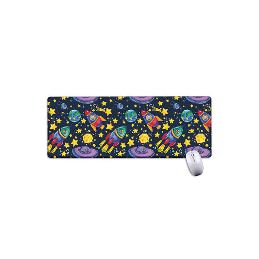 Watercolor Rocket Pattern Print Extended Mouse Pad