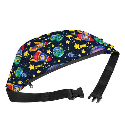 Watercolor Rocket Pattern Print Fanny Pack