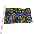 Watercolor Rocket Pattern Print Flag