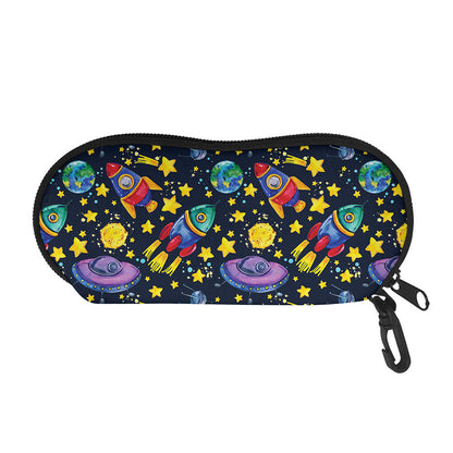 Watercolor Rocket Pattern Print Glasses Case