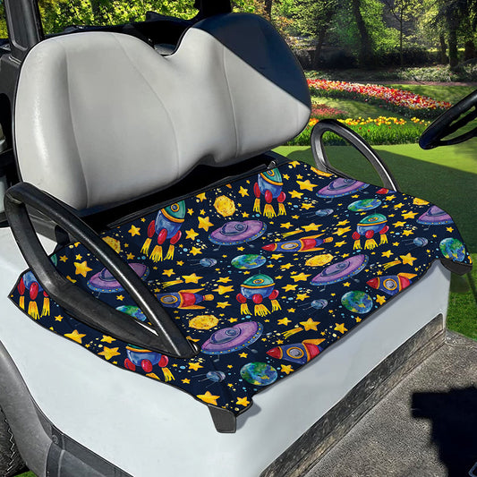 Watercolor Rocket Pattern Print Golf Cart Seat Cover