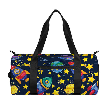 Watercolor Rocket Pattern Print Gym Bag