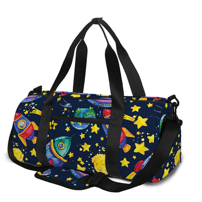 Watercolor Rocket Pattern Print Gym Bag