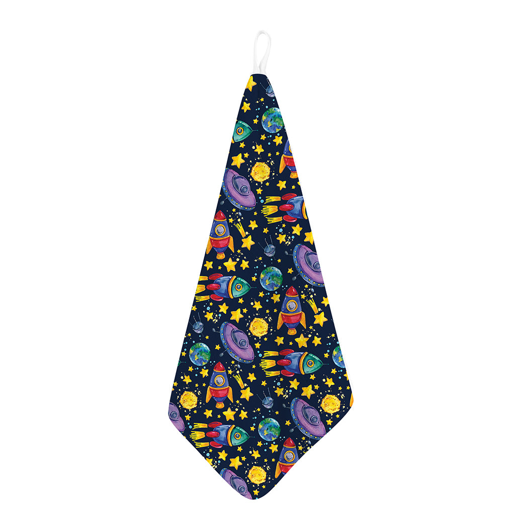 Watercolor Rocket Pattern Print Hand Towel