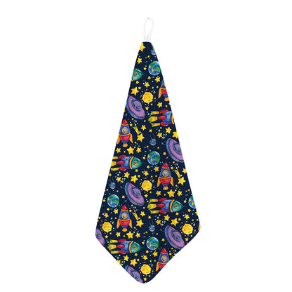 Watercolor Rocket Pattern Print Hand Towel