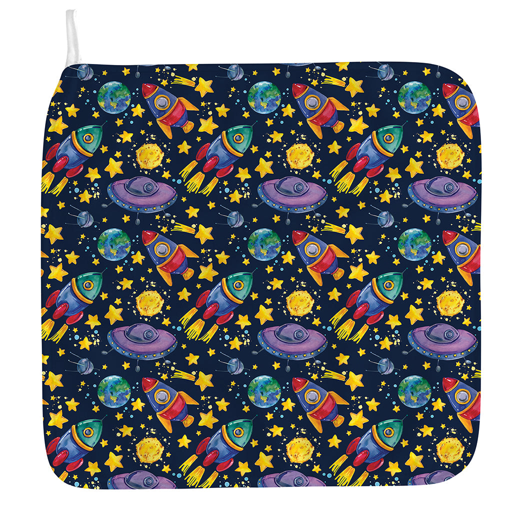 Watercolor Rocket Pattern Print Hand Towel