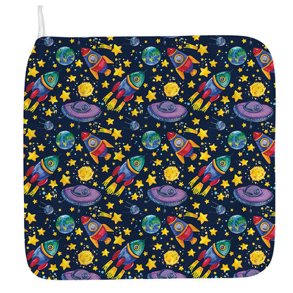 Watercolor Rocket Pattern Print Hand Towel