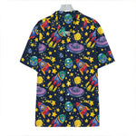 Watercolor Rocket Pattern Print Hawaiian Shirt