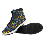 Watercolor Rocket Pattern Print High Top Leather Sneakers