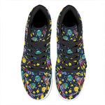 Watercolor Rocket Pattern Print High Top Leather Sneakers